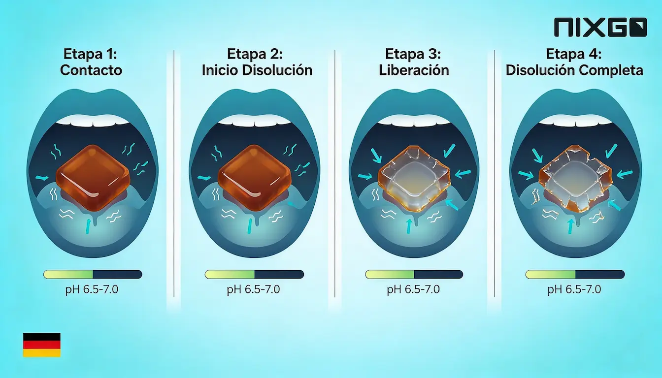 Diagrama tecnología alemana goma suave Nixgo de grado farmacéutico, disolución completa