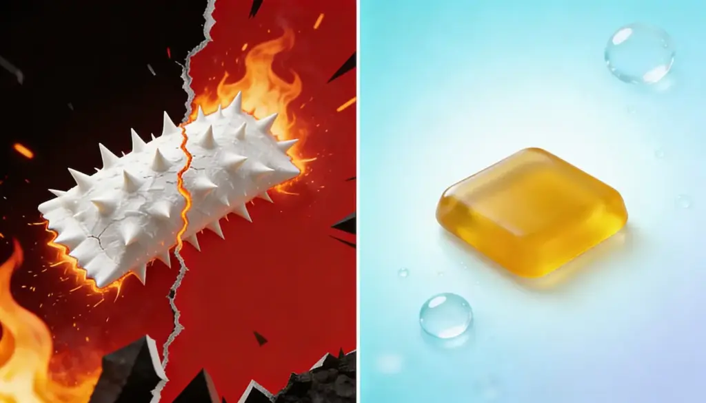 Comparación Pouches tradicionales con picor intenso versus Nixgo sin hormigueo ni irritación