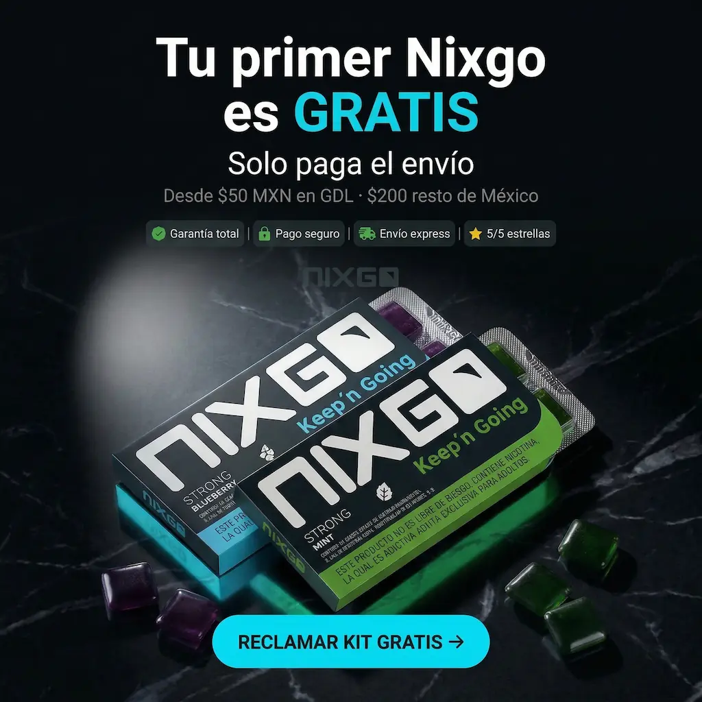 Bolsas de Nicotina Sin Picor | Gomas Suaves Nixgo México 17 Kit de muestra gratis Nixgo — elige entre varios sabores de gomas de nicotina, solo paga el envío desde $50 MXN
